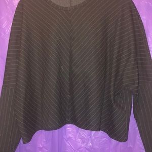 Pin stripe bat wing top